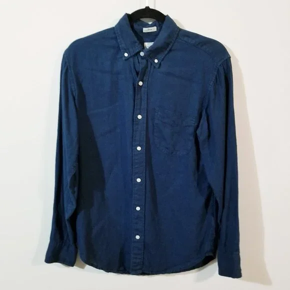 Men’s J. Crew SLIM - Baird McNutt Irish Linen Button Up Shirt - Navy Blue Small - Picture 1 of 7